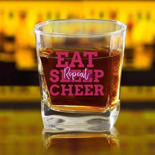 eat sleep cheer repeat trending gift aesthetic Square Whiskey Glasses