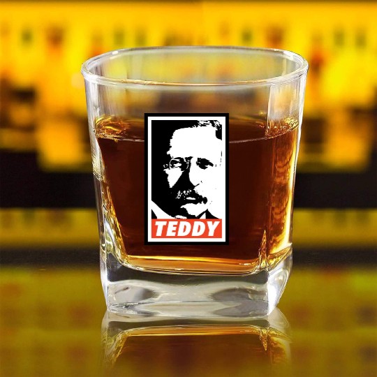 Teddy Roosevelt Square Whiskey Glasses