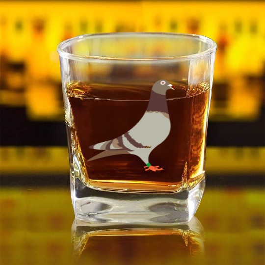 Red brown racing pigeon logo for racing pigeon ent Square Whiskey Glasses