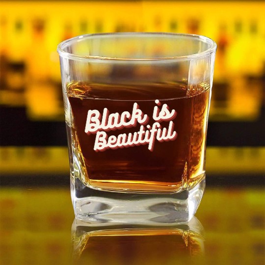 Black is Beautiful Square Whiskey Glasses