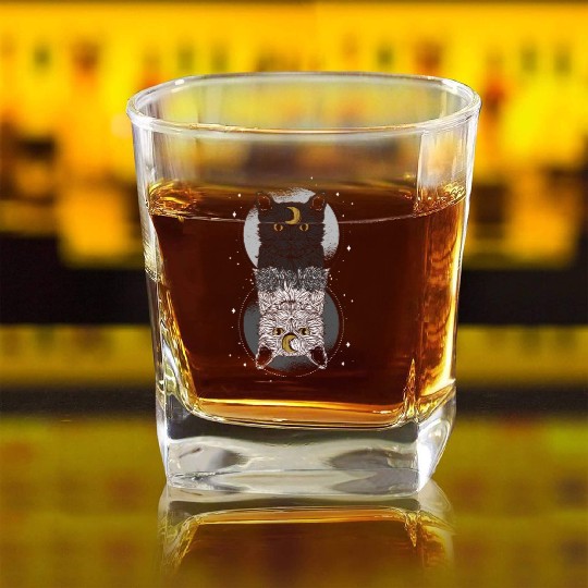 As Above so Below Cat Square Whiskey Glasses