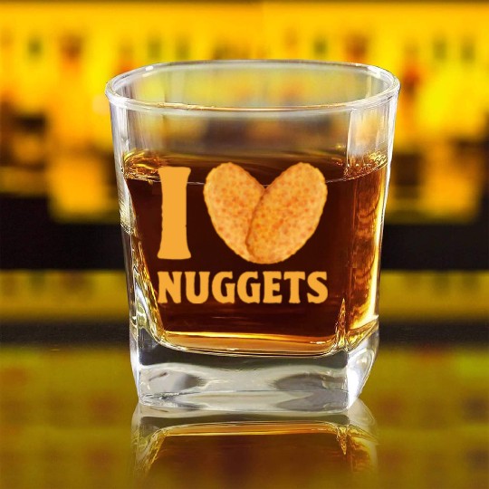 I Love Chicken Nuggets Square Whiskey Glasses