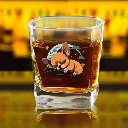 Chihuahua | Sunday Sleep Cute Dog Good Night Square Whiskey Glasses