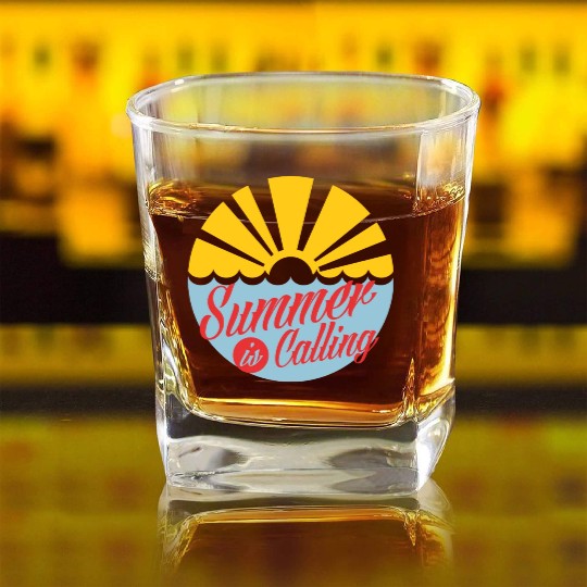 Summer's Call: Embrace the Sun Square Whiskey Glasses