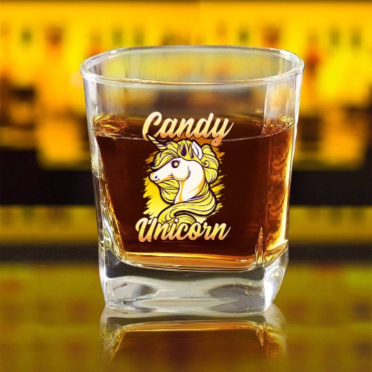 Candy Corn Unicorn Halloween Funny Candy Unicorn Square Whiskey Glasses