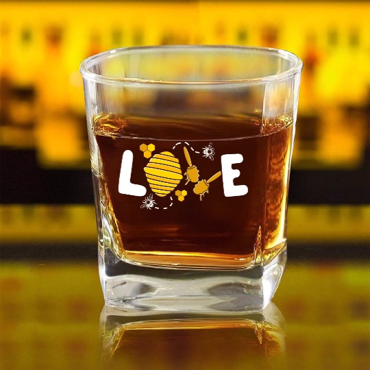 Save The Bees Bumblebee Love Bees Square Whiskey Glasses