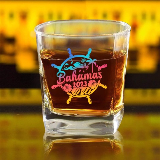 Bahamas Cruise 2023 Family Friends Group Vacation Square Whiskey Glasses