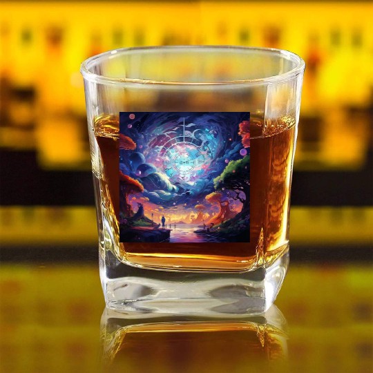 Lucid City [Surreal Aesthetic] Square Whiskey Glasses