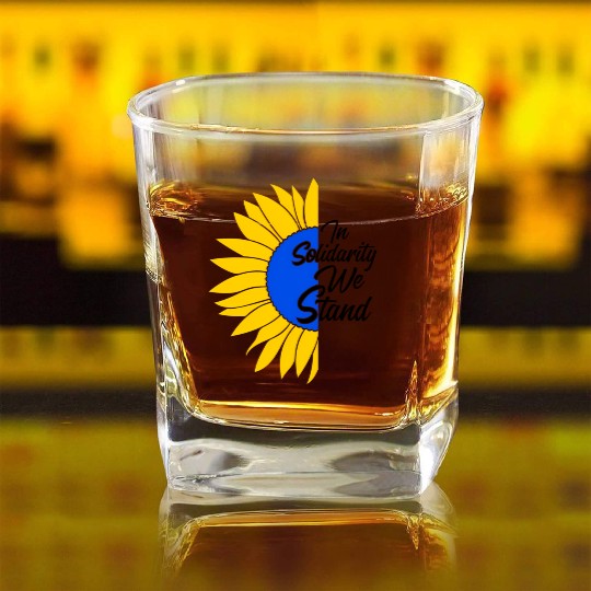 Solidarity With Ukraine Sunflower For Ukrainian Square Whiskey Glasses