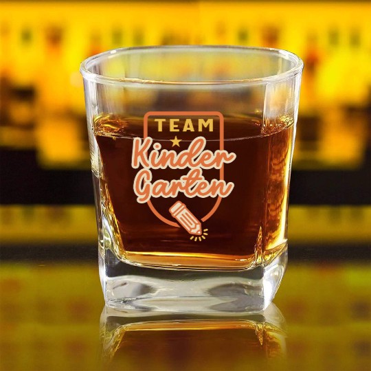 Team Kindergarten Teacher Student Back to School Square Whiskey Glasses