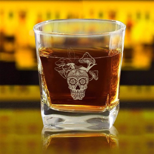 Fairy Square Whiskey Glasses, Fairycore Skull Skeleton And
