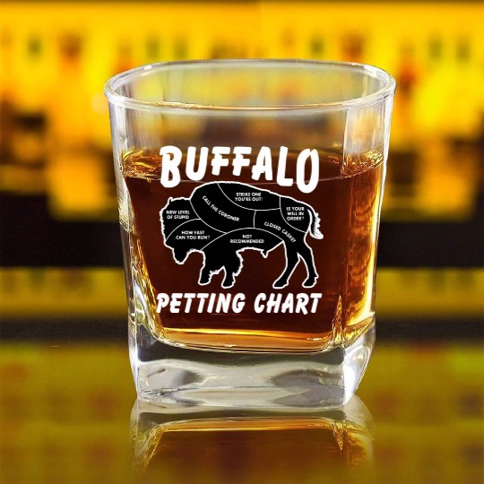 Buffalo Wildlife Petting Chart For Bison Square Whiskey Glasses