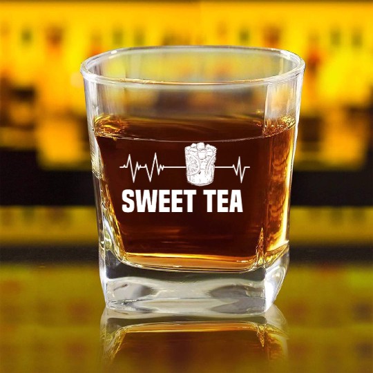 Great Sweet Tea Glass Heartbeat Motif Square Whiskey Glasses
