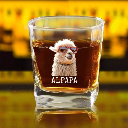Alpaca Papa Alpapa Lama Dad Alpaca Fathers Day Square Whiskey Glasses