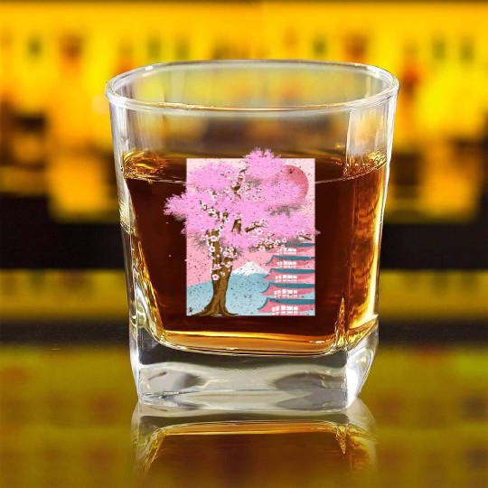 Japan aesthetics sakura tree gift cherry blossom Square Whiskey Glasses