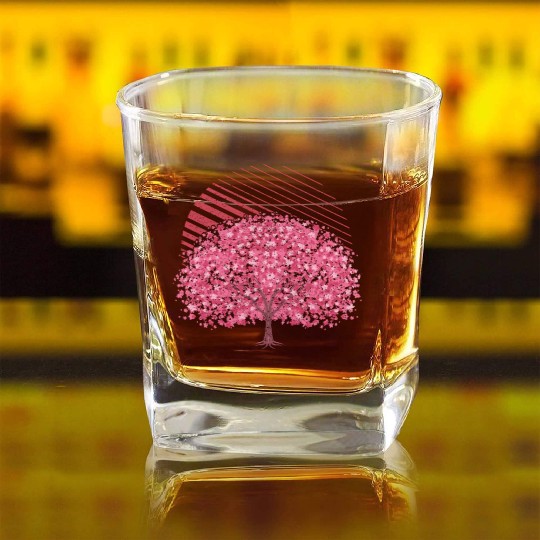 cherry blossom tree gift Japanese Sakura Square Whiskey Glasses