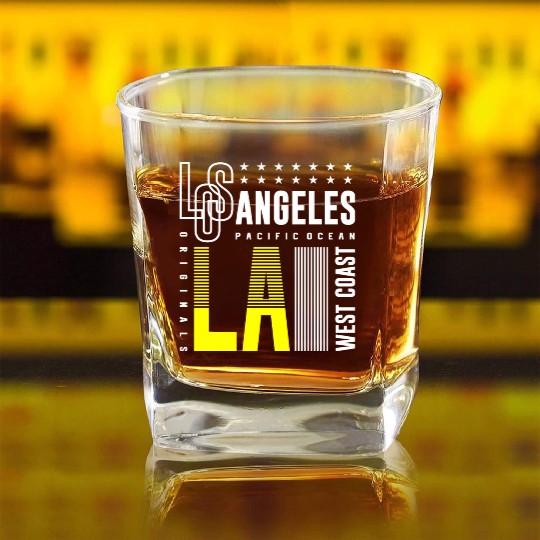 Los Angeles LA West Coast Square Whiskey Glasses