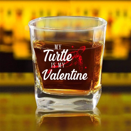 Sea Turtle Tortoise Valentines Day Square Whiskey Glasses