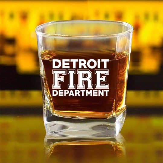 Detroit Michigan Fire Rescue Department Square Whiskey Glasses