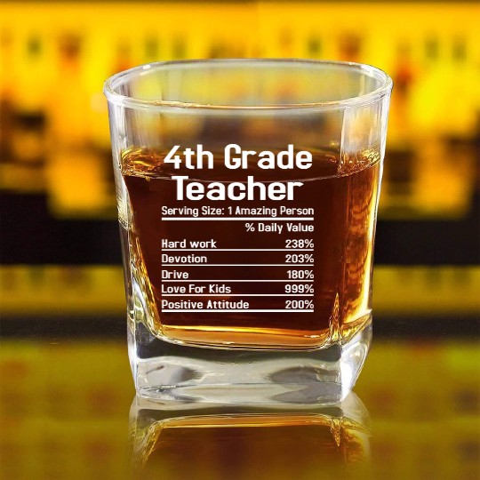 4th Grade Teacher Square Whiskey Glasses