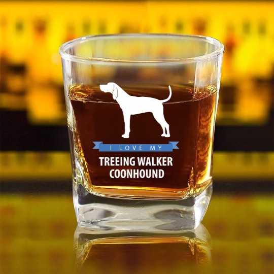 I Love My Treeing Walker Coonhound Square Whiskey Glasses