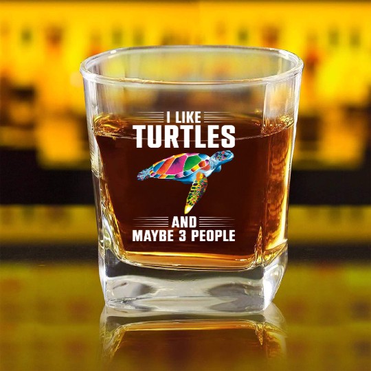 Sea Turtle Tortoise I Like Turtles Square Whiskey Glasses