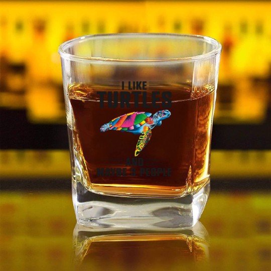 Sea Turtle Tortoise I Like Turtles Square Whiskey Glasses