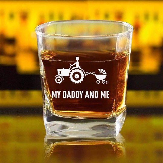 My Daddy And Me (Tractor & Stroller / Buggy / W) Square Whiskey Glasses