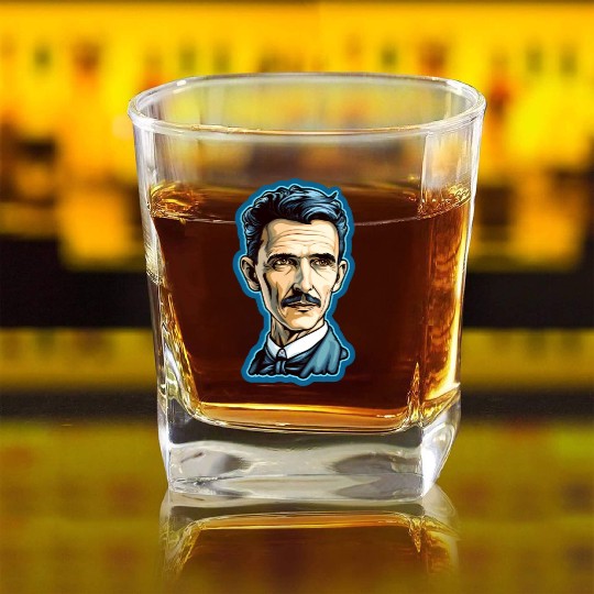 Nikola Tesla Physics Nerd Geek Square Whiskey Glasses