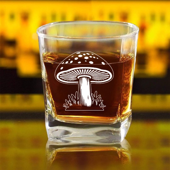 Mushroom Picker Fungi Forest Square Whiskey Glasses