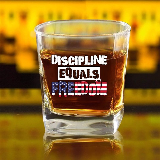 Discipline Is Equal To Freedom American Flag Square Whiskey Glasses