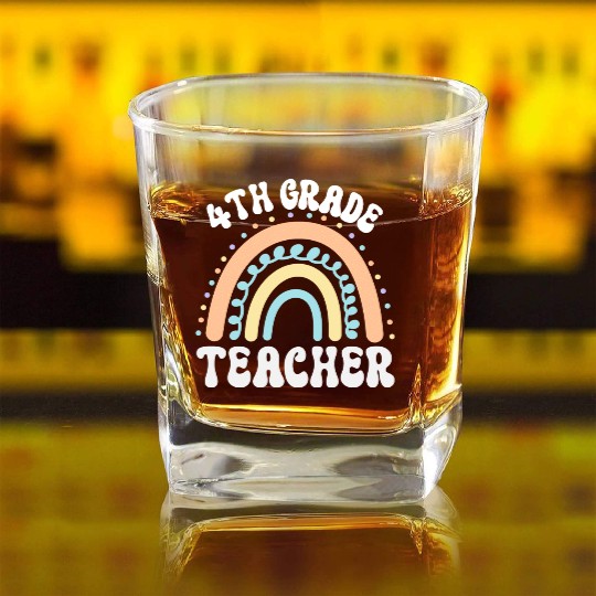 4th grade teacher, back to school Square Whiskey Glasses