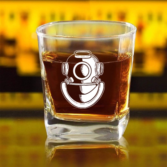 Diving Helmet Lifeguard or Diver Gift Square Whiskey Glasses