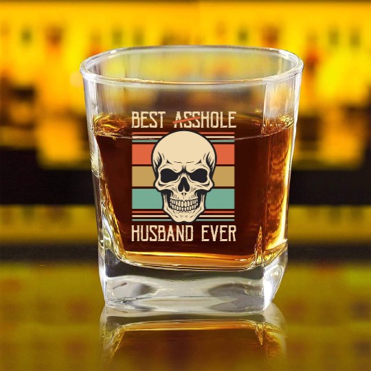 Vintage Best Asshole Husband, Husband png, bride Square Whiskey Glasses