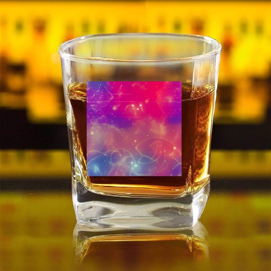 galaxy nebula draw abstract Square Whiskey Glasses