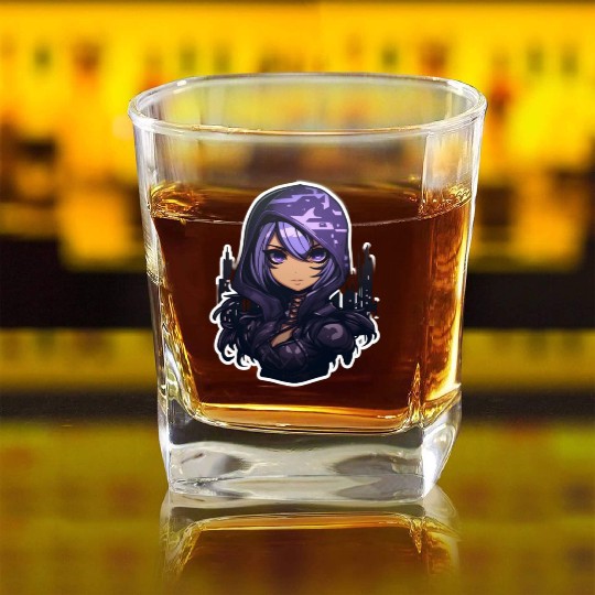 Cartoon Assassin Camouflage Square Whiskey Glasses