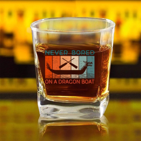Never Bored On A Dragon Boat Funny Racing Square Whiskey Glasses