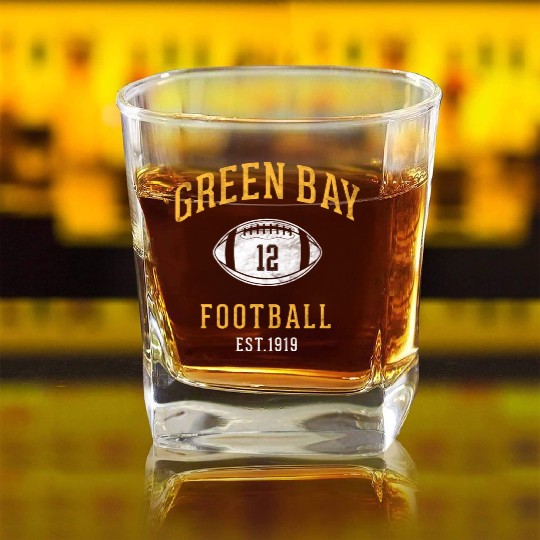 Green Bay On Their Way To The Super Bowl Square Whiskey Glasses