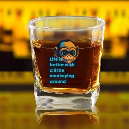 Ape, life is better with a little monkeying around Square Whiskey Glasses