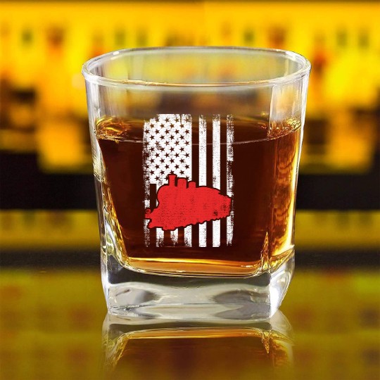 US Patriotic Railroader Square Whiskey Glasses