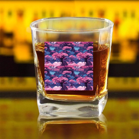 Anime Euphoria: Fantasy Cherry Blossom Dreamscape Square Whiskey Glasses