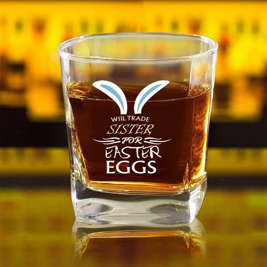 Easter Sister Egg Hunting Rabbit Py Square Whiskey Glasses