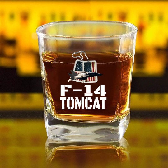 F 14 Tomcat US Flag Square Whiskey Glasses
