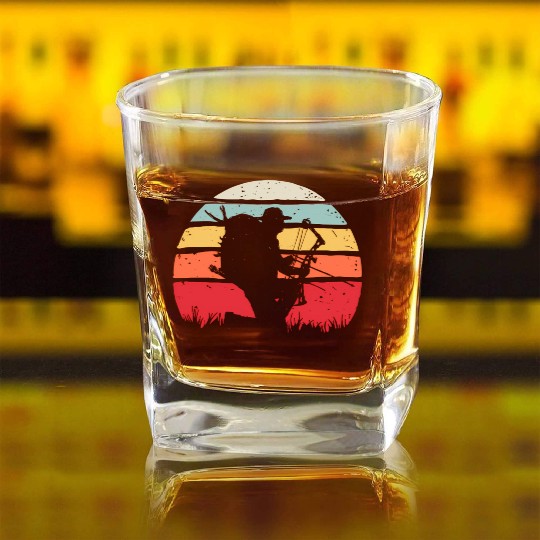 Bow Hunting Archery Square Whiskey Glasses