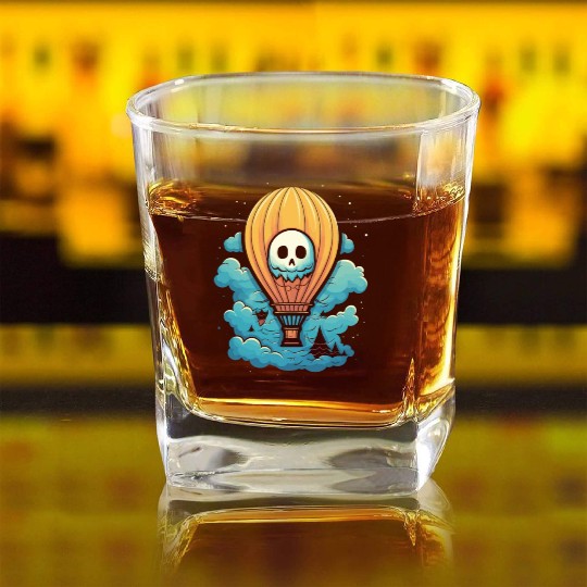 Balloon Halloween Trick Or Treat Spooky Boo Ghost Square Whiskey Glasses
