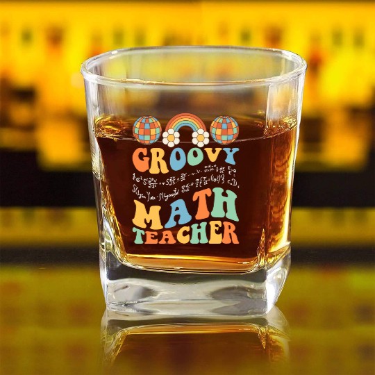 Groovy Math Teacher Retro Mathematics For A Square Whiskey Glasses