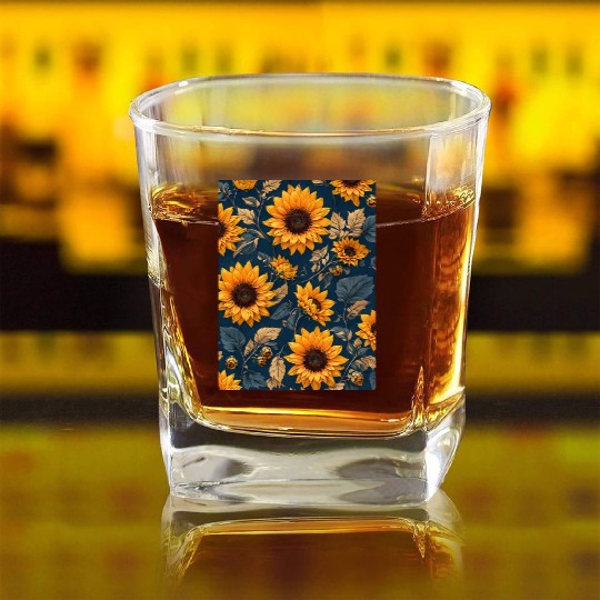 cool a sunflower pattern designed cute Square Whiskey Glasses