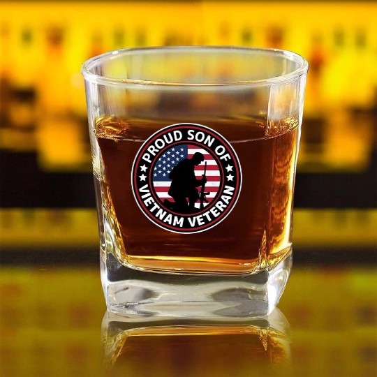 Proud son of Vietnam veteran Square Whiskey Glasses