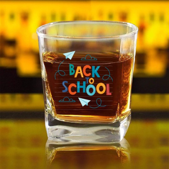 Playful Back To School Best Square Whiskey Glasses