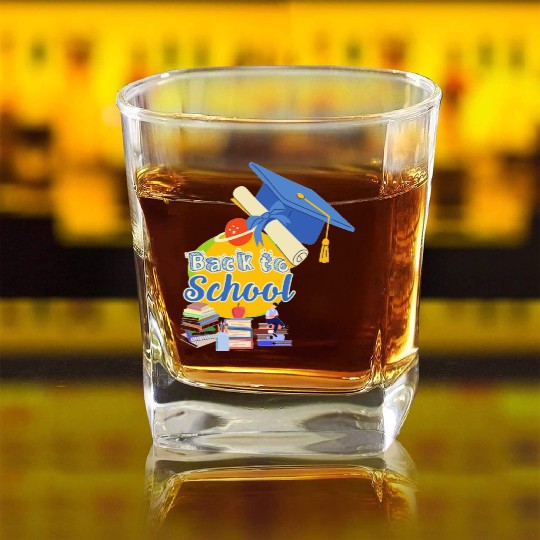 back to school 02 Square Whiskey Glasses
